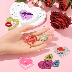 DIY Valentine's Day Heart Acrylic Pendant Earring Making Kits&nbsp;DIY-YW0012-58