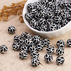 Printed Natural Wooden Beads&nbsp;WOOD-TA0001-57