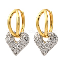Brass Micro Pave Clear Cubic Zirconia Hoop Earrings&nbsp;EJEW-D322-08PG-02