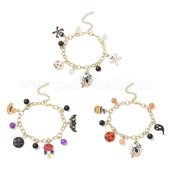 3Pcs 3 Styles Halloween Theme Alloy Enamel Charm Bracelets for Women&nbsp;BJEW-JB12110