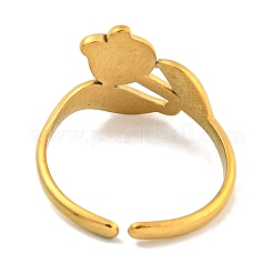 Ion Plating(IP) Tulip 304 Stainless Steel Open Cuff Finger Rings for Women&nbsp;RJEW-P114-05G