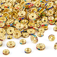 300Pcs 3 Styles Rondelle Brass Rhinestone Spacer Beads&nbsp;RB-TA0001-33G