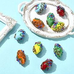 5Pcs 5 Colors Handmade Lampwork Beads&nbsp;LAMP-YW0004-23