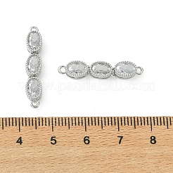SHEGRACE Brass Pave Clear Cubic Zirconia Triple Oval Links Connector Charms&nbsp;XGRQ3P683-644P