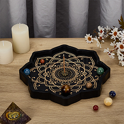 2Pcs 2 Styles Brass & Pine Wooden Incense Burner Holder&nbsp;AJEW-FH0006-22