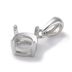 Rhodium Plated Rack Plating 925 Sterling Silver Pendants Cabochon Settings&nbsp;STER-NH0001-47P