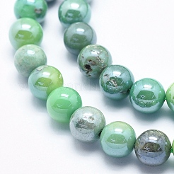 Electroplate Natural Green Grass Agate Beads Strands&nbsp;G-K256-07-8mm