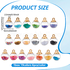 114Pcs 19 Colors Transparent Glass Pendants&nbsp;GLAA-ME0001-32
