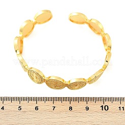 Flat Round With Cross Jesus Cuff Bangle&nbsp;BJEW-I298-03G