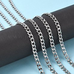Non-Tarnish 3.28 Feet 304 Stainless Steel Cuban Link Chains&nbsp;X-CHS-G010-02P