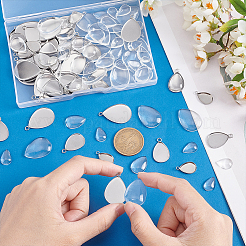 DIY Blank Teardrop Dome Pendant Making Kit&nbsp;DIY-UN0005-01