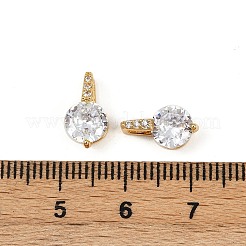 Brass Micro Pave Clear Cubic Zirconia Charms&nbsp;KK-B137-21G-01