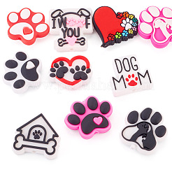 10Pcs 10 Styles Dog Paw Print Food Grade Eco-Friendly Silicone Beads&nbsp;SIL-TA0003-43