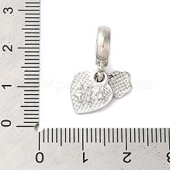 Rack Plating Alloy Light Rose Rhinestone European Dangle Charms&nbsp;PALLOY-S189-29P