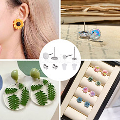 200Pcs 304 Stainless Steel Flat Round Blank Peg Stud Earring Findings&nbsp;STAS-TADJ0001-03