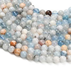 Natural Aquamarine Beads Strands&nbsp;X-G-F591-29A-6mm-04