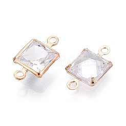 Brass Pave Clear Cubic Zirconia Links/Connector Charms&nbsp;ZIRC-T017-07KCG