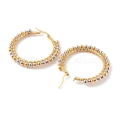 304 Stainless Steel Beaded Hoop Earrings&nbsp;EJEW-JE04544-01