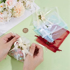 40Pcs 4 Colors 3D Flower Organza Drawstring Bags&nbsp;OP-BBC0001-06C