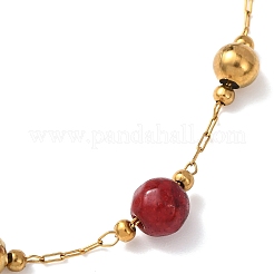 Natural Agate & Dyed Jade Round Beaded Link Bracelets&nbsp;BJEW-G774-02G