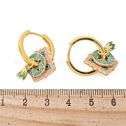 Brass Rhombus Hoop Earrings&nbsp;EJEW-R016-13G-01