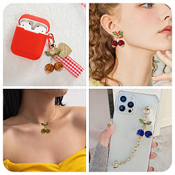 10Pcs 5 Colors Handmade Polymer Clay Rhinestone Beads Cherry Shape Pendants&nbsp;PALLOY-TA00329