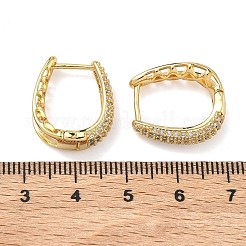 Brass Micro Pave Clear Cubic Zirconia Hoop Earrings&nbsp;EJEW-C182-07E-G