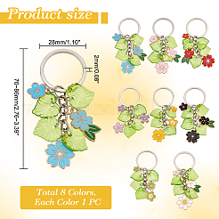 Alloy Enamel Flower & Plastic Leaf Pendant Keychain&nbsp;KEYC-AB00049