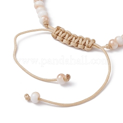Glass & Shell Pearl Round Beads Braided Bead Bracelets&nbsp;BJEW-JB09874