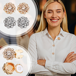 Brass Rhinestone Cufflinks & Acrylic Shirt Buttons Sets&nbsp;BUTT-PH0001-47