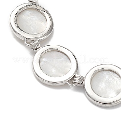 Natural White Shell Link Chain Bracelets&nbsp;BJEW-E077-02P-03