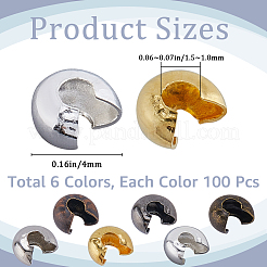 600Pcs 6 Colors Brass Crimp Beads Covers&nbsp;KK-SP0002-33
