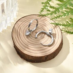 304 Stainless Steel Micro Pave Cubic Zirconia Hoop Earrings&nbsp;LS-STAS-R004-03P-02