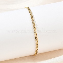 Unisex 304 Stainless Steel Figaro Chains Bracelets&nbsp;STAS-O036-23G-01