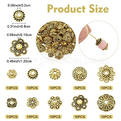 100Pcs 10 Styles Tibetan Style Alloy Flower Bead Caps&nbsp;TIBE-YW0001-84