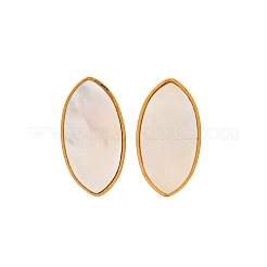 304 Stainless Steel Natural White Shell Stud Earrings&nbsp;EJEW-Z103-09G