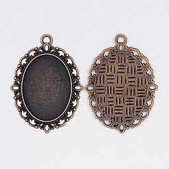 Zinc Alloy Oval Pendant Cabochon Settings&nbsp;PALLOY-X0012-NR