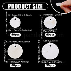 210Pcs 4 Styles Natural Capiz Shell Pendants&nbsp;SHEL-NB0001-67