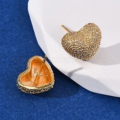Brass Textured Stud Earrings&nbsp;EJEW-A143-02B-G
