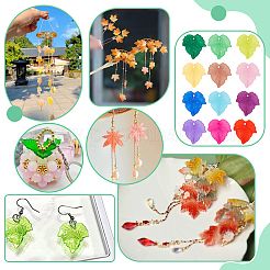 240Pcs 12 Colors Autumn Theme Transparent Frosted Acrylic Pendants&nbsp;MACR-PH0002-14