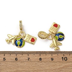 Brass Micro Pave Clear Cubic Zirconia European Dangle Charms&nbsp;KK-F903-11G