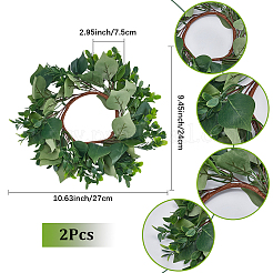 2Pcs Cloth Artificial Leaf Candle Rings Wreath&nbsp;AJEW-SP0004-47A