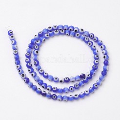 Handmade Evil Eye Lampwork Beads Strands&nbsp;LAMP-J082-04-4mm