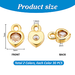 60Pcs 2 Colors Brass Micro Pave Cubic Zirconia Charms&nbsp;KK-PH0012-36