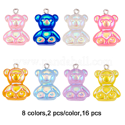 16Pcs 8 Colors Electroplated Resin Pendants&nbsp;CRES-FP0001-12