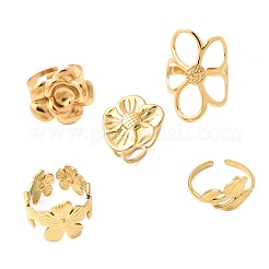 5Pcs 304 Stainless Steel Open Cuff Rings for Women&nbsp;RJEW-K313-11G