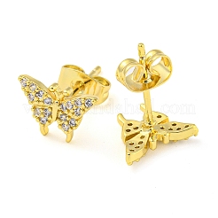 Golden Brass Micro Pave Cubic Zirconia Stud Earrings&nbsp;EJEW-D103-01A-G
