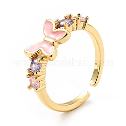 Enamel Butterfly Open Cuff Ring with Cubic Zirconia&nbsp;KK-D080-03G