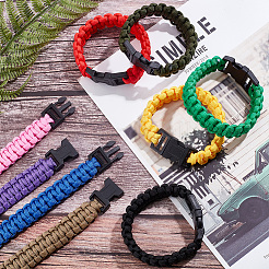 9Pcs 9 Colors Survival Polyester Cord Bracelets Set with Plastic Clasps for Hiking Camping Outdoor&nbsp;BJEW-AN0001-60