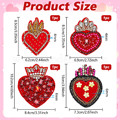 4Pcs 4 Styles Heart Polyester Embroidered Cloth Patch&nbsp;PATC-NB0001-67A